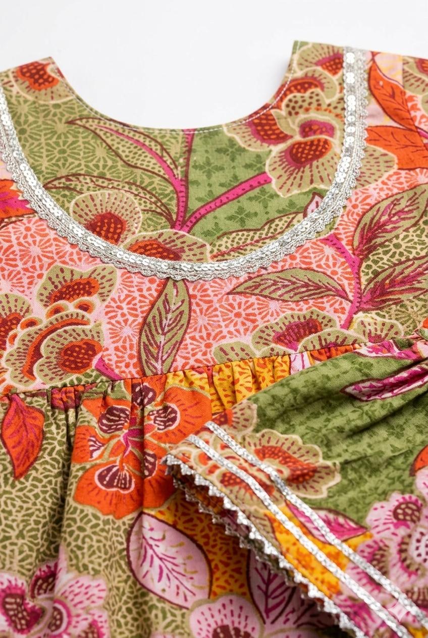 Green Floral Sharara Set with Dupatta
