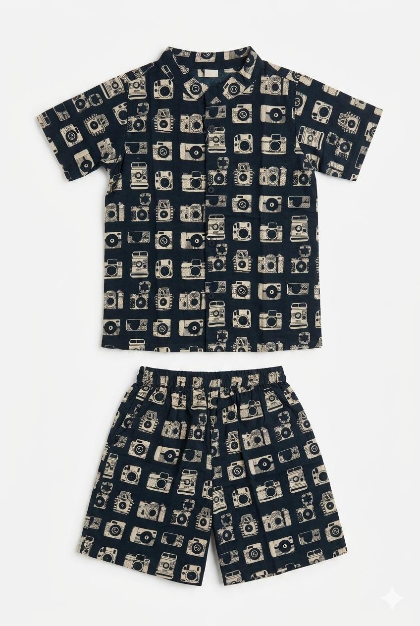 Green Camera Print Cotton Co-ord Set