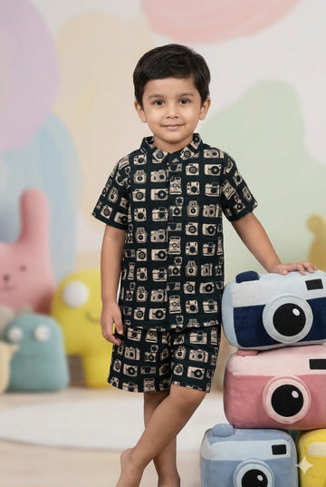 Green Camera Print Cotton Co-ord Set
