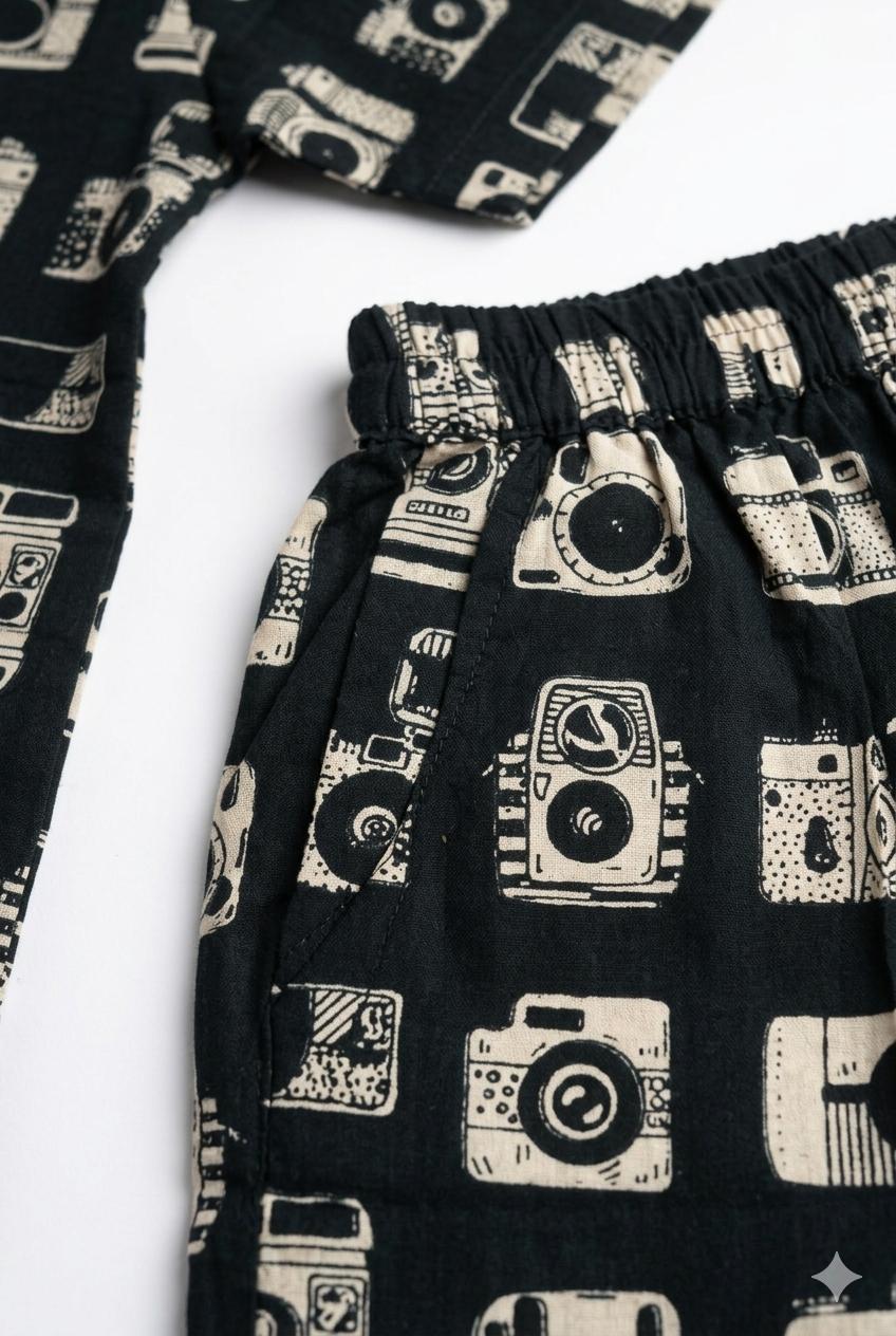 Green Camera Print Cotton Co-ord Set