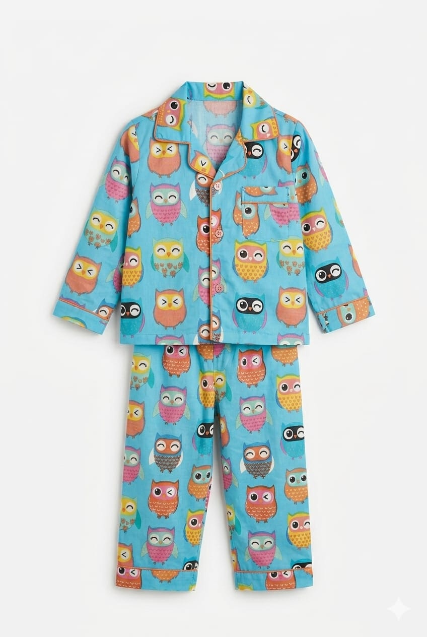 Owl Print Cotton Night Suit