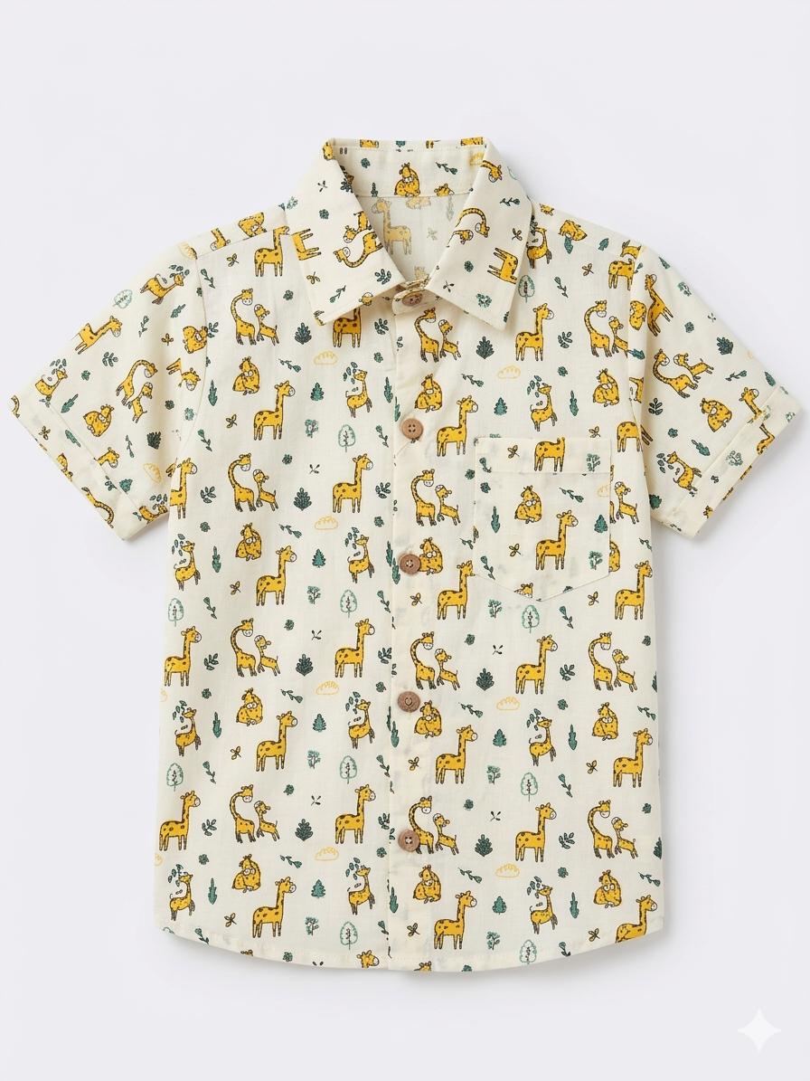 Giraffe Print Cotton Shirt