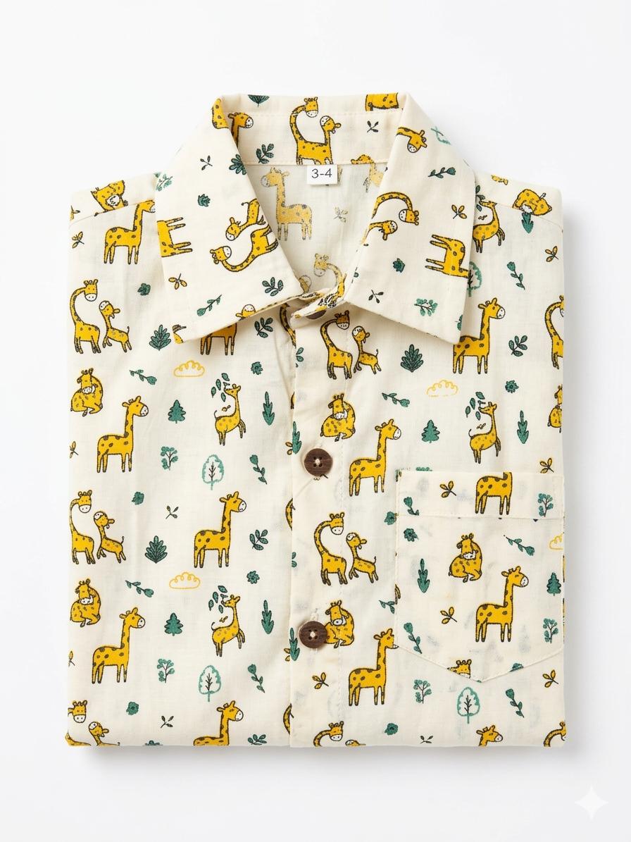 Giraffe Print Cotton Shirt
