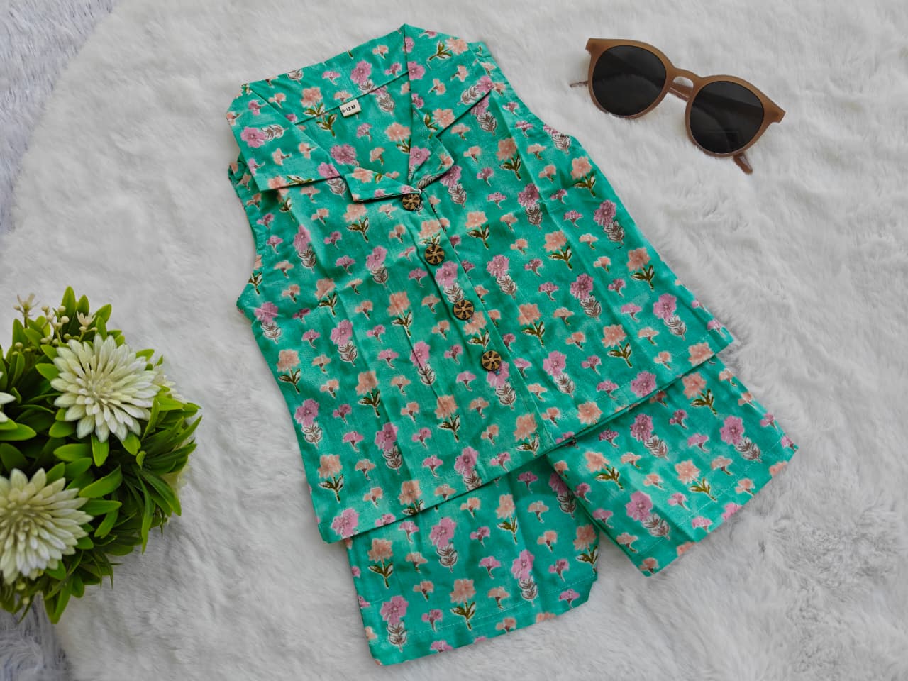 Aqua Floral Cotton Co-ord Set