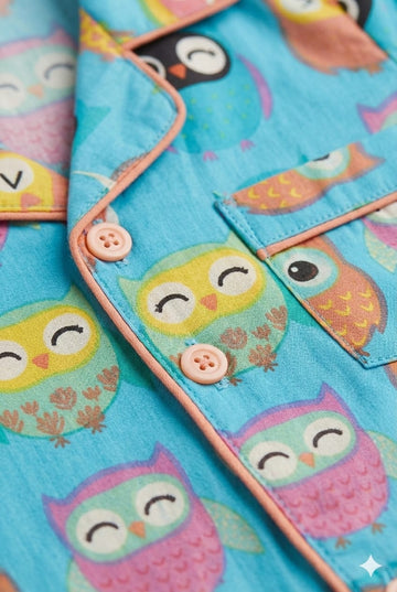 Owl Print Cotton Night Suit