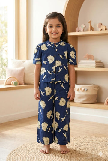 Navy Blue Floral Co-ord Set