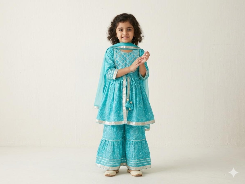 Aqua Elegance Sharara Set with Dupatta