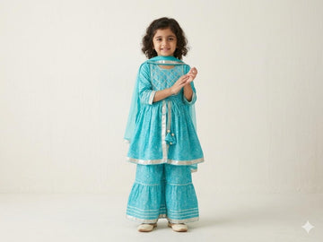 Aqua Elegance Sharara Set with Dupatta