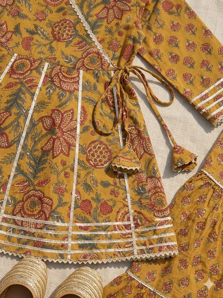 Mustard Floral Sharara Set