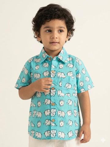 Elephant Print Cotton Shirt