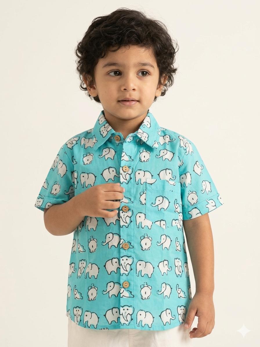 Elephant Print Cotton Shirt