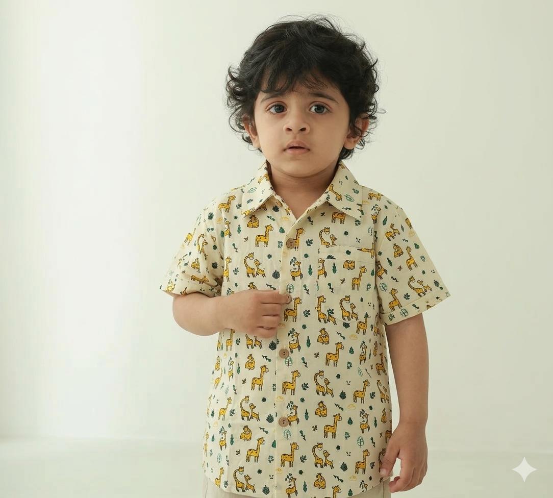 Giraffe Print Cotton Shirt
