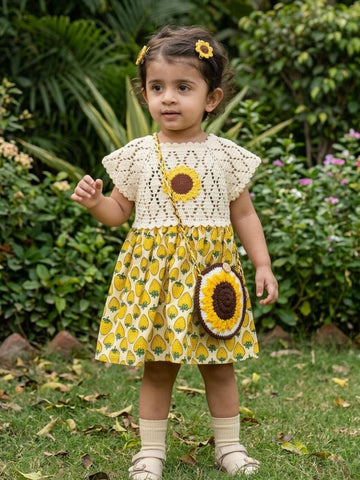 Sunflower Crochet Dress Set