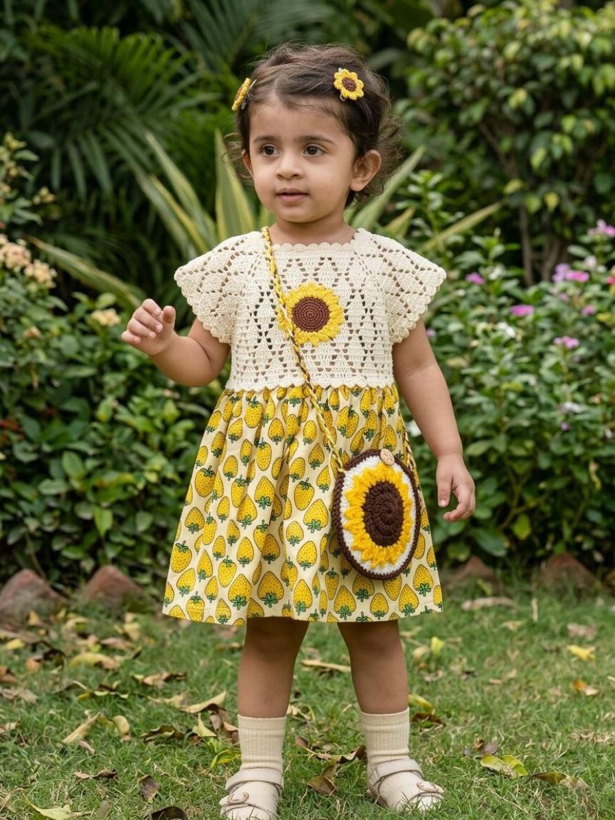 Sunflower Crochet Dress Set
