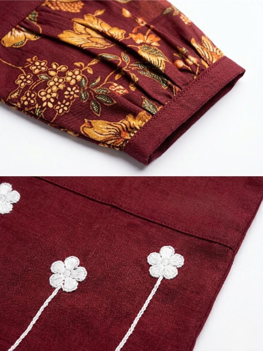 Maroon Collar Coord Set
